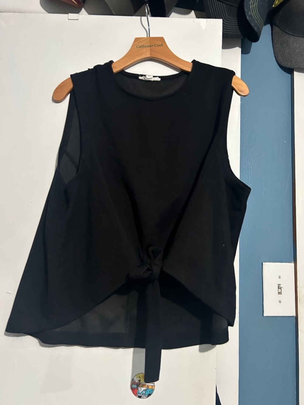 Unbranded Black Tie-Front Sleeveless Tank Top